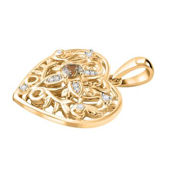 AA nat&uuml;rlicher goldener Tansanit und Moissanit Anh&auml;nger, ca. 0,34 ct.