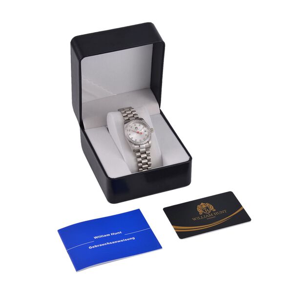 William Hunt - Moissanit-Akzentuhr, Schweizer Uhrwerk, Mineralglas und 5ATM Wasserresistenz, Edelstahl-Armband image number 8