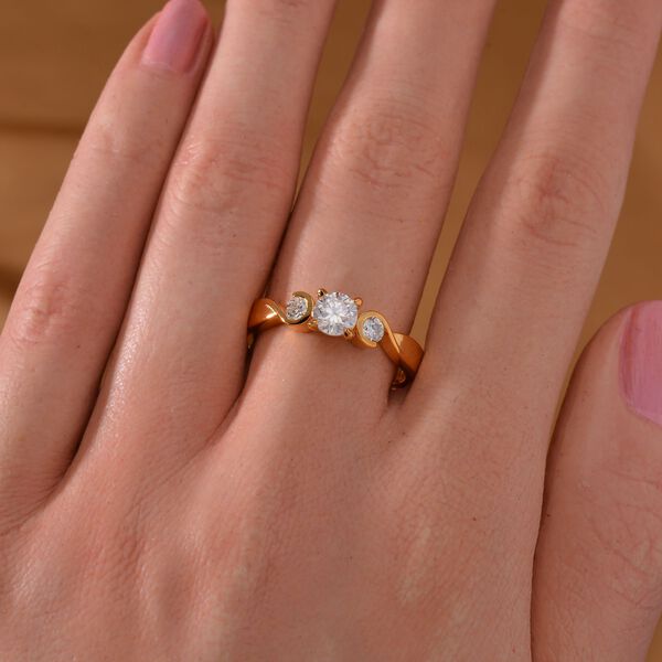 Moissanit Ring, 925 Silber Gelbgold Vermeil - 0,72 ct. image number 7