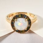 Äthiopischer Opal und mehrfarbiger Diamant Halo-Ring in Silber image number 1
