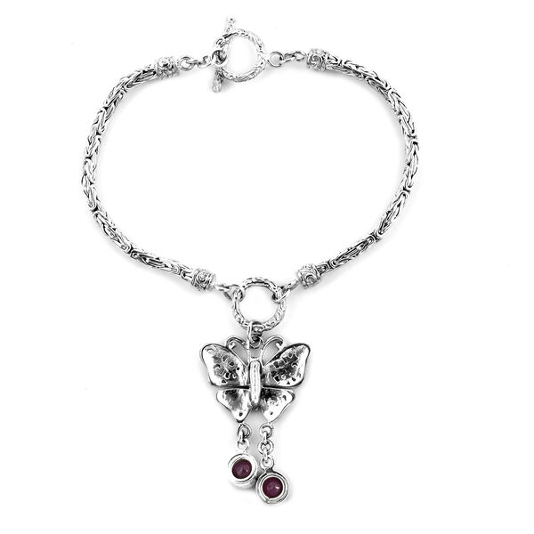 Royal Bali Kollektion - Rubin-Armband, Fissure gef&uuml;llt, 19 cm, mit Schmetterling Charme, 925 Silber ca. 2.40 ct image number 3