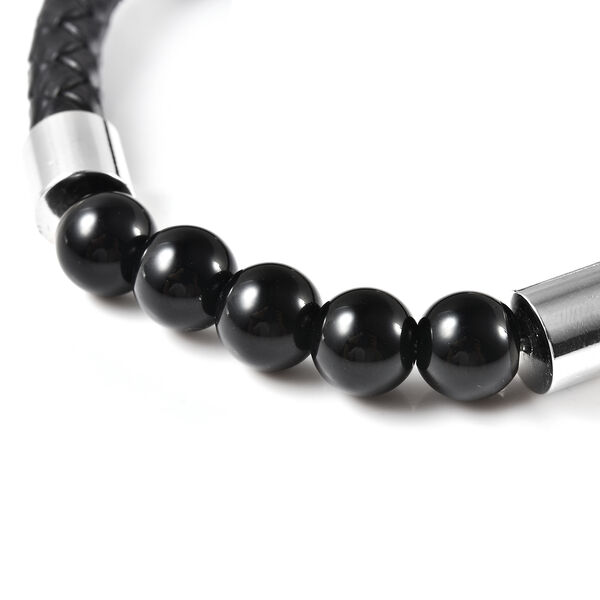 Lapislazuli-Leder Herren Armband, 20 cm lang, Edelstahl ca. 17,50 ct image number 6