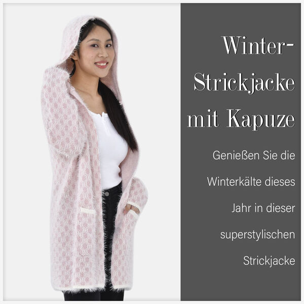 Winter Hoodie mit Kapuze, wei&szlig; und rosa image number 4