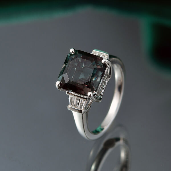 Farbwechsel-Alexandrit-Quarz-Triplette, Wei&szlig;er Topas Ring 925 Silber rhodiniert (Gr&ouml;&szlig;e 20.00) ca. 5.05 ct image number 1