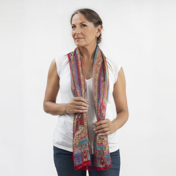 100% Satin-Seidenschal, 50x160 cm, rot image number 3