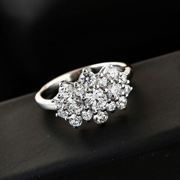 LUSTRO STELLA Hergestellt mit ZIRKONIA Ring 925 Silber Platin-Überzug (Größe 16.00) ca. 2,22 ct image number 2