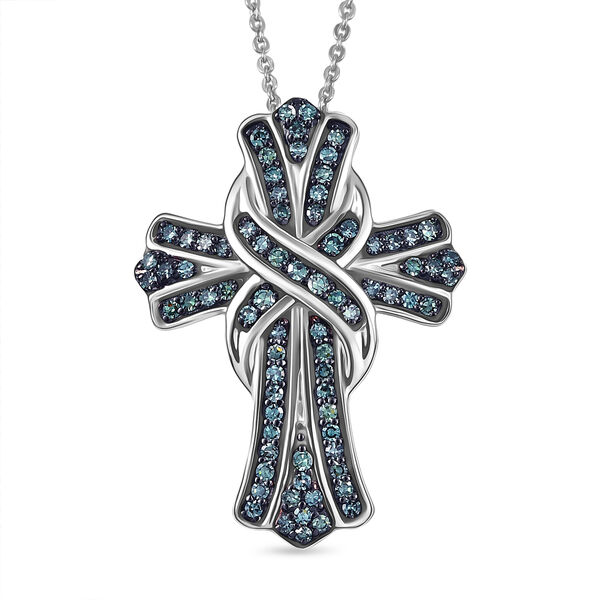 LUXURIANT VS Labor blauer Diamant Anhänger mit 50cm Kette - 0,51 ct. image number 0