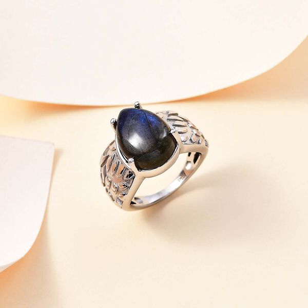 Labradorit Ring Messing (Gr&ouml;&szlig;e 16.00) ca. 6,13 ct image number 2