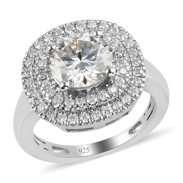 88 Facetten Moissanit Ring 925 Silber platiniert  ca. 2,01 ct image number 4