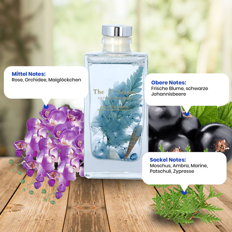THE 5TH SEASON - Aroma Diffusor in Glasflasche mit ewigen Blumen, Türkis,  150ml