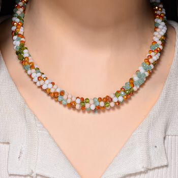 Mehrfarbiges Pfirsich Kristall flexibles Armband