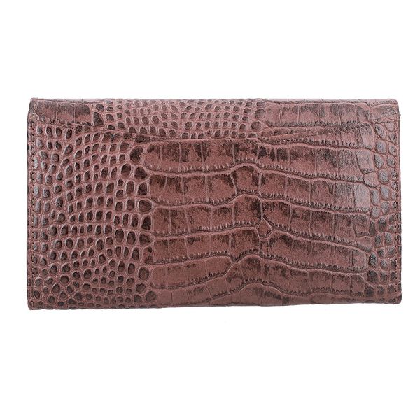 Echtleder Portemonnaie mit Krokopr&auml;gung und RFID-Schutz, 19,5x11,45 cm, braun image number 4