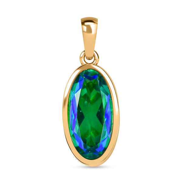 Pfau Quarz Triplette Anh&auml;nger 925 Silber 750 Gelbgold Vermeil ca. 5.12 ct image number 0