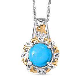 D joy AA Sleeping Beauty Türkis Anhänger mit Kette, 925 Silber rhodiniert, 925 Silber Rhodiniert und 750 Gelbgold Vermeil ca. 1,90 ct.