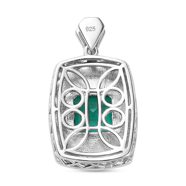 Smaragd-Quarz Triplette Anhänger 925 Silber rhodiniert ca. 3,39 ct. image number 5