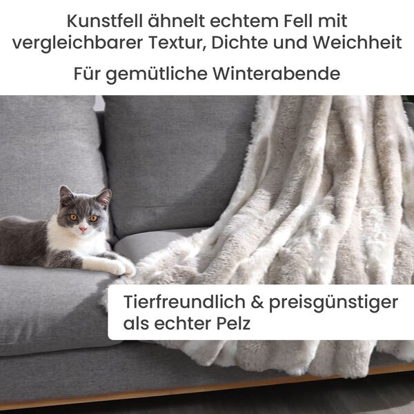 Deluxe Weiche Doppelseitige Kunstfell-Decke, 150x200cm, grau image number 3