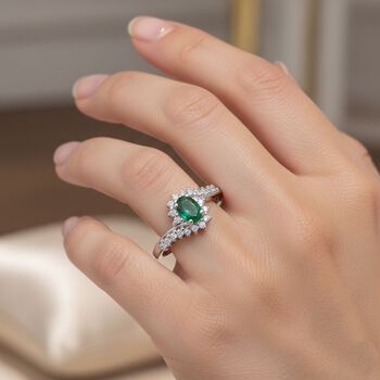 D'Joy Socoto Smaragd und Zirkon Ring - 1 ct.