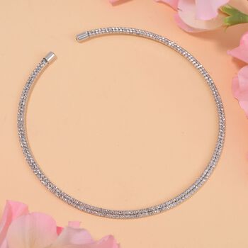 Wei&szlig;er Kristall Halskette ca. 38 cm Reines Messing