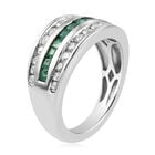 Kagem Sambischer Smaragd, Weißer Zirkon Ring 925 Silber platiniert (Größe 16.00) ca. 1,36 ct image number 4