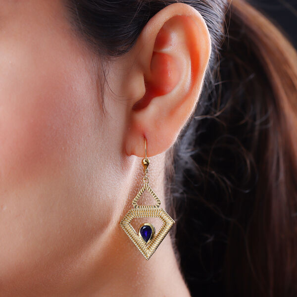 Masoala Saphir-Ohrhänger, (Fissure gefüllt), 925 Silber vergoldet ca. 2,04 ct  image number 3