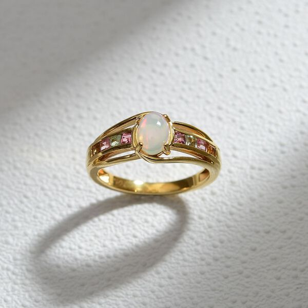 AA Natürlicher, äthiopischer Welo Opal und Multi-Turmalin Ring - 0,95 ct. image number 1