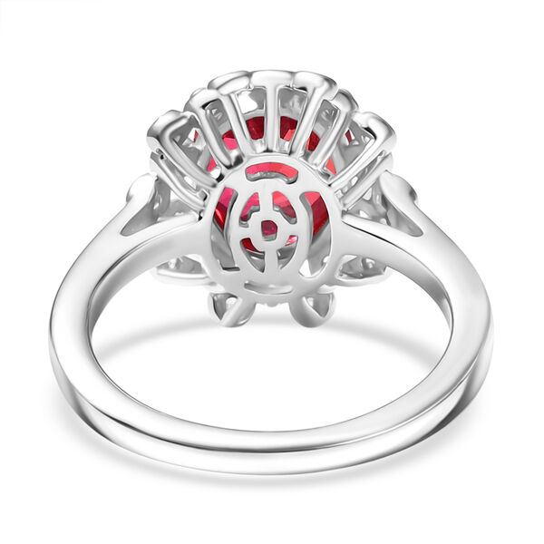 D'joy Lab Grown Padparadscha-Saphir, Wei&szlig;er Zirkon Ring 925 Silber rhodiniert (Gr&ouml;&szlig;e 18.00) ca. 4.02 ct image number 6