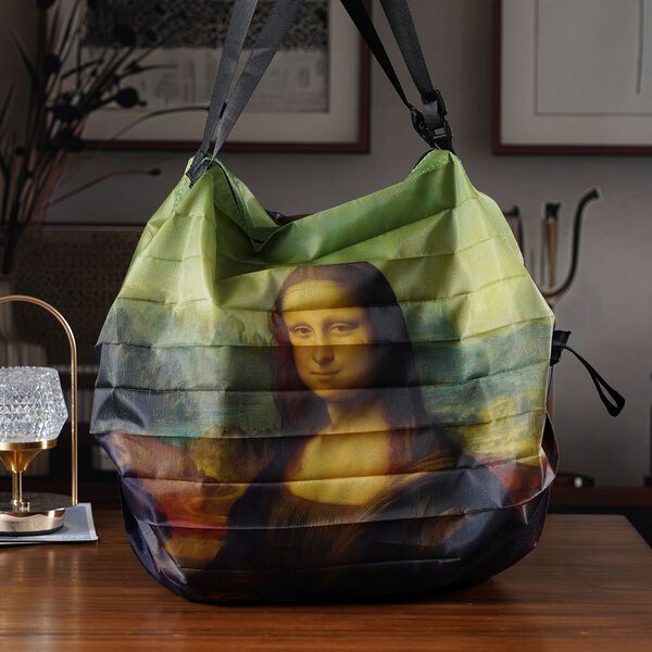 Einkaufstasche, Mona-Lisa-Motiv, 50x70cm, Braun image number 2