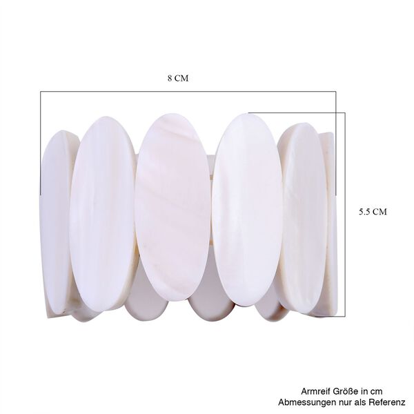 Weiße Muschelkernperle Armband Flexibel image number 4