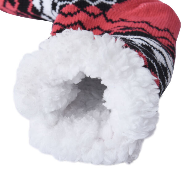 2er-Set - Rutschfeste Haussocken mit Sherpafutter, Wintermuster, Einheitsgr&ouml;&szlig;e, Blau und Koralle image number 7