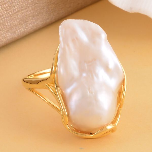 Weißer Barockperlen-Ring - 15-25 mm image number 2