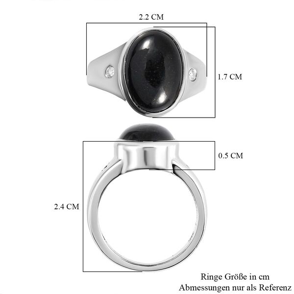 Schwarzer Turmalin und Moissanit Ring, 925 Silber platiniert, ca. 6,28 ct image number 7