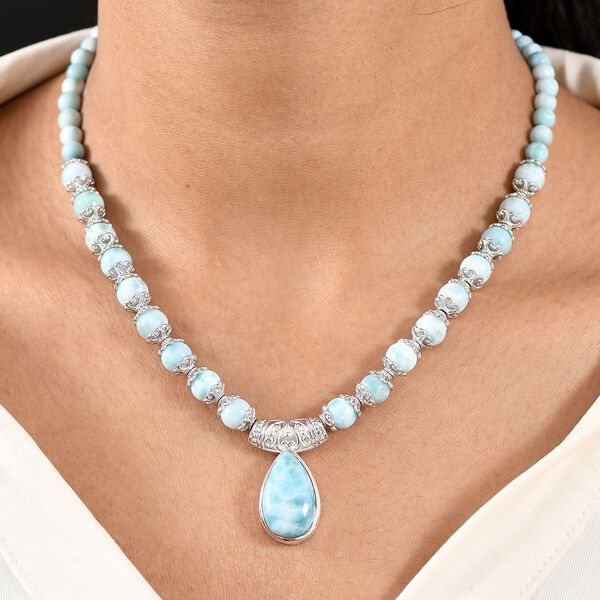 D'Joy AA Larimar Halskette ca. 50 cm 925 Silber rhodiniert (7-8 Werktage Lieferzeit) ca. 145,96 ct. image number 3