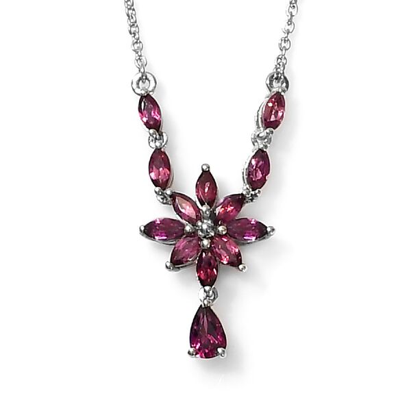 Rhodolith Granat Halskette 45 cm lange platiniert ca. 2,21 ct image number 3