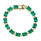 Smaragd-Quarz Triplette Armband ca. 19 cm 925 Silber 750 Gelbgold Vermeil ca. 37.78 ct