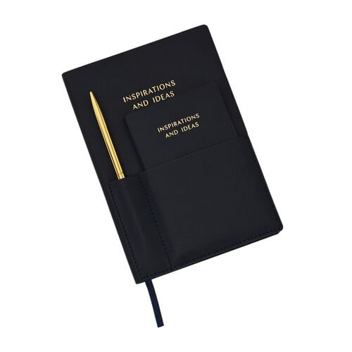 " Note book set - navy Notebook size: 10.5*14.8cm/14*21cm Notebook material: PU+ paper Notebook weight: 305G Pen material: Metal Pen weight:9.5G Box size: 21*22.5*4cm Weight: 400G Box color: Black " image number 0