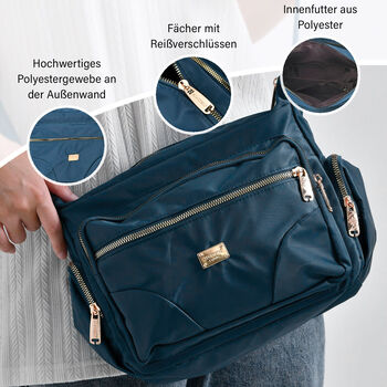 Stylische Umh&auml;ngetasche mit verstellbarem Gurt und RFID-Schutz, Petrolfarben