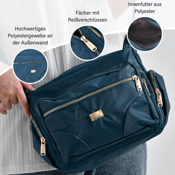 Stylische Umh&auml;ngetasche mit verstellbarem Gurt und RFID-Schutz, Petrolfarben image number 4