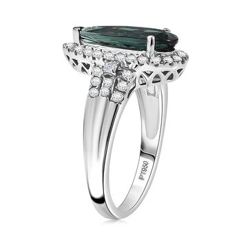 Rhapsody AAAA Pirineu Lagoon Tourmaline, Wei&szlig;er Diamant Ring 950 Platin (Gr&ouml;&szlig;e 17.00) ca. 2,23 ct