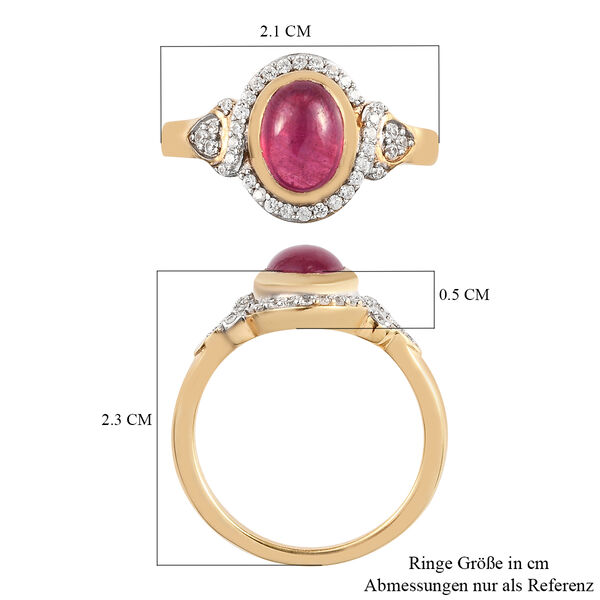 Fissure gefüllt Rubin und Zirkon Ring 925 Silber vergoldet  ca. 2,11 ct image number 7