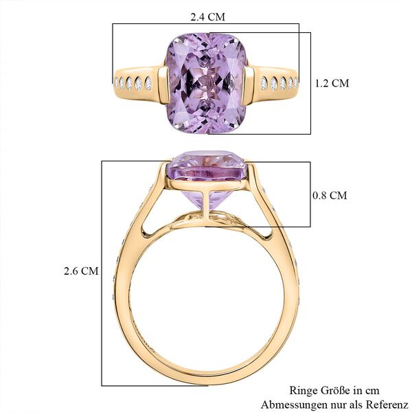 AAA Martha Rocha Kunzite, Wei&szlig;er Diamant Ring 375 Gold (Gr&ouml;&szlig;e 19.00) ca. 5,73 ct image number 7