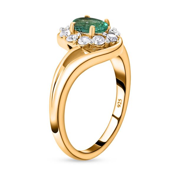 Sambischer Smaragd und wei&szlig;er Zirkon-Ring - 0,92 ct. image number 5