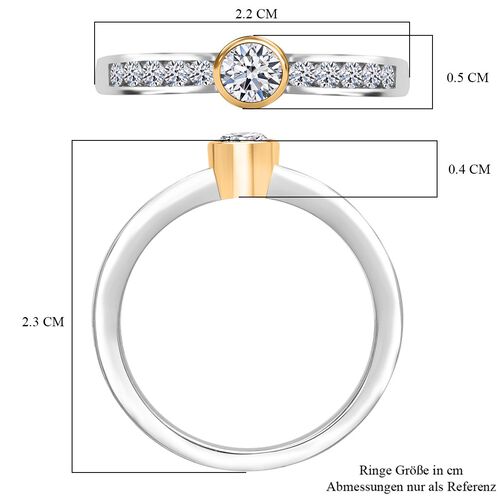 LUXURIANT DIAMOND - Lab Grown Diamant SI Ring 925 Silber Rhodiniert und 750 Gelbgold Vermeil (Größe 18.00) ca. 0.50 ct image number 5