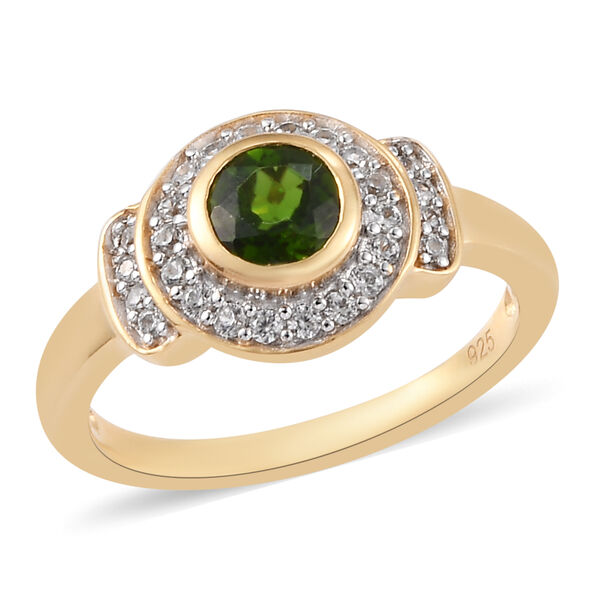 Natürlicher Chromdiopsid und Zirkon Ring 925 Silber vergoldet  ca. 0,81 ct image number 4