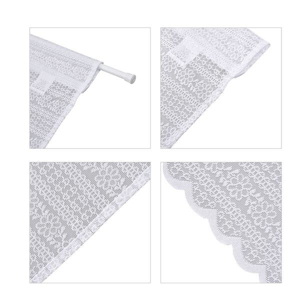 Gardinen mit verstellbarer Metallstange, gestrickter Stoff, 145x90cm, gewebt, kleine Blumen image number 5