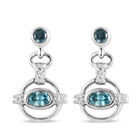 Kambodschanischer blauer und Weißer Zirkon Ohrhänger 925 Silber platiniert  image number 0