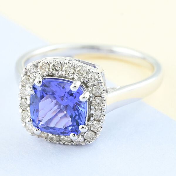 LUXORO zertifiziert und gepr&uuml;ft AAA Tansanit und GH Diamant Ring in 585 Wei&szlig;gold - 2,20 ct. image number 2