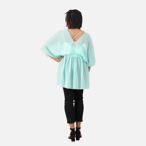 V-Ausschnitt Chiffon Top, Hellgrün image number 2