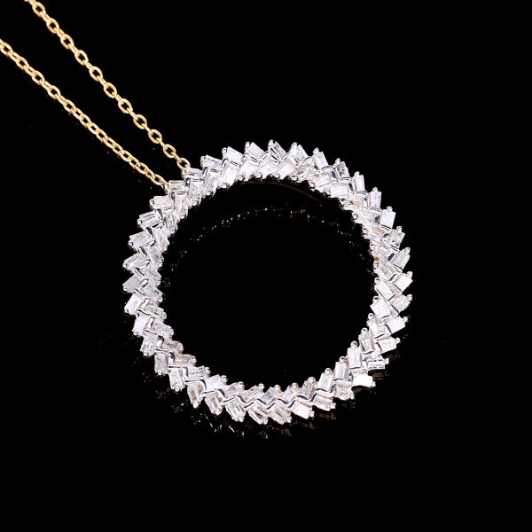 Diamant-Anh&auml;nger mit 45cm Kette, 925 Silber Gelbgold Vermeil - 0,50 ct. image number 3