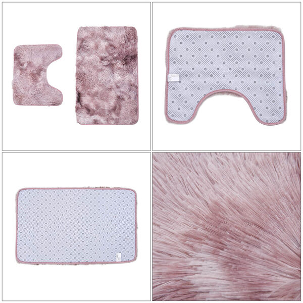 2er Set - Verlauf-Plüsch-Matten mit Anti-Rutsch-Rückseite, Rosa image number 4