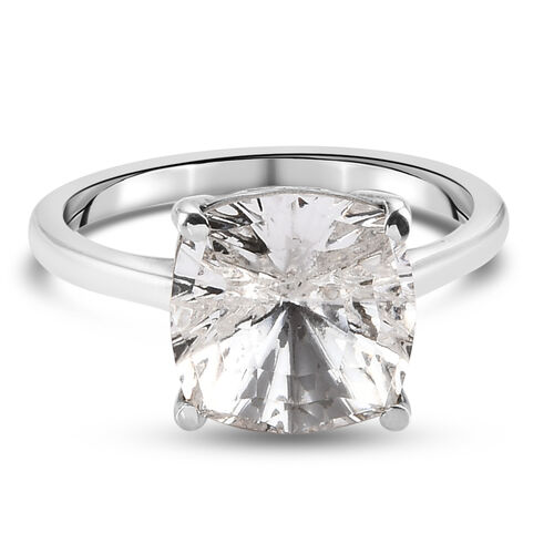 LUSTRO STELLA Österreichischer weißer Kristall Solitär Ring 925 Silber Platin-Überzug image number 0